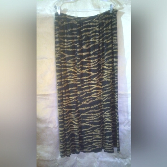 "Picadilly Plus" Women's Black/Brown Animal Print Maxi Skirt - Picture 1 of 1